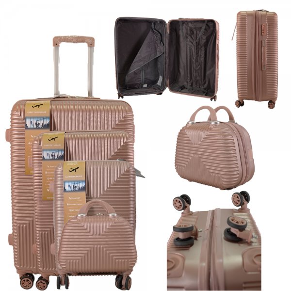 Set of 4 Hard Shell Trolley Suitcases – 4 Wheel 360° Spinner Lightweight Cabin & Travel Luggage Set