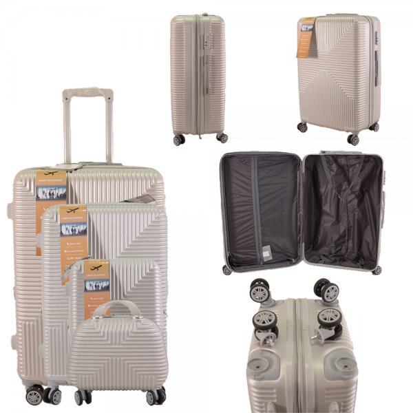 Set of 4 Hard Shell Trolley Suitcases – 4 Wheel 360° Spinner Lightweight Cabin & Travel Luggage Set