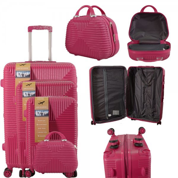 Set of 4 Hard Shell Trolley Suitcases – 4 Wheel 360° Spinner Lightweight Cabin & Travel Luggage Set