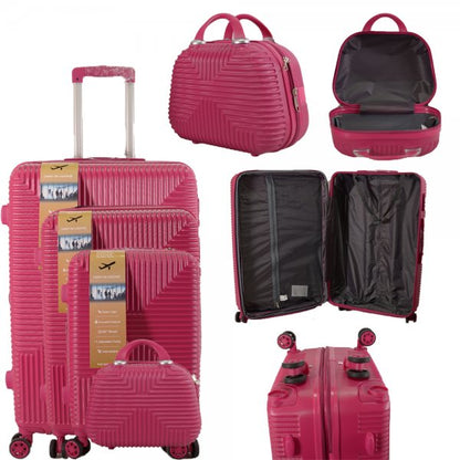 Set of 4 Hard Shell Trolley Suitcases – 4 Wheel 360° Spinner Lightweight Cabin & Travel Luggage Set