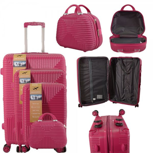 Set of 4 Hard Shell Trolley Suitcases – 4 Wheel 360° Spinner Lightweight Cabin & Travel Luggage Set
