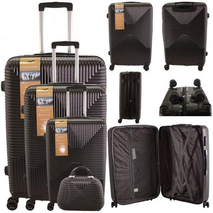Set of 4 Hard Shell Trolley Suitcases – 4 Wheel 360° Spinner Lightweight Cabin & Travel Luggage Set