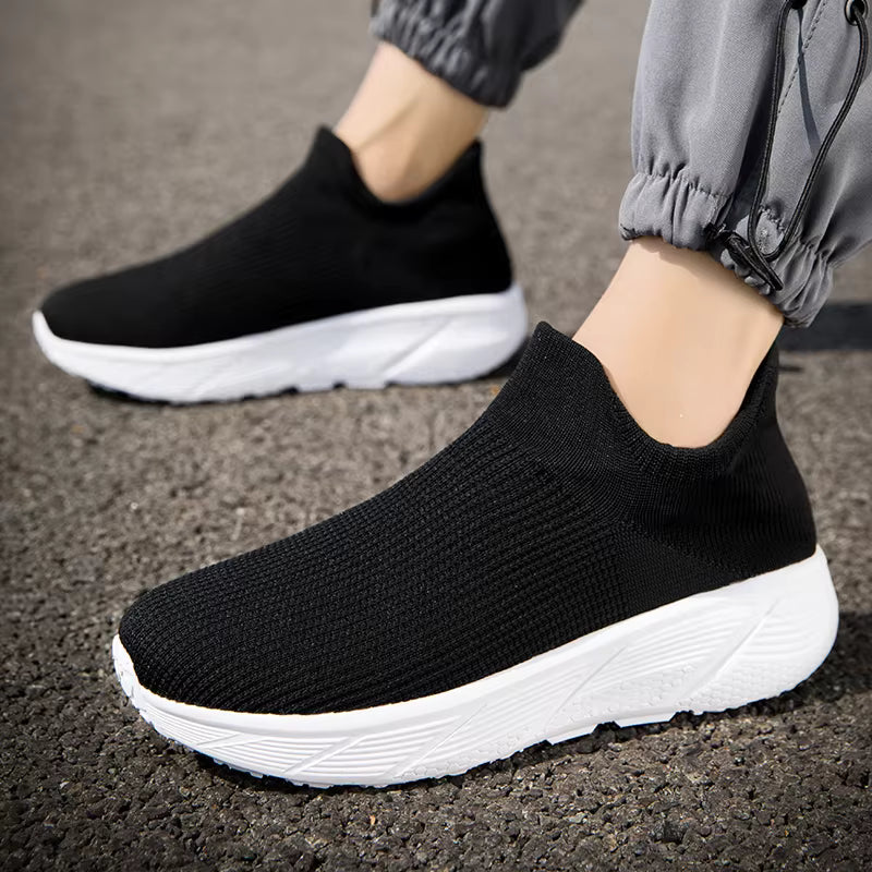 Men's Lightweight Slip-On Walking Shoes – Flexible Anti-Slip Platform Sneakers