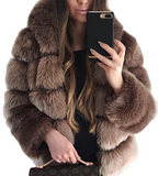 Women’s Thick Warm Fluffy Hooded Faux Fur Coat – Long Sleeve Winter Jacket Outerwear