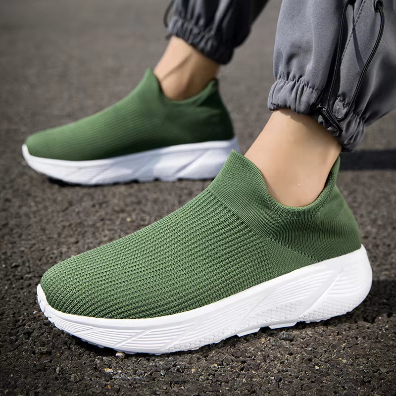 Men's Lightweight Slip-On Walking Shoes – Flexible Anti-Slip Platform Sneakers