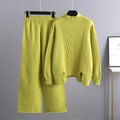 Women's Cable Knit 2-Piece Sweater Set – Turtleneck Relaxed Fit Winter Outfit