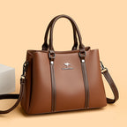 Women’s Structured Leather Tote Handbag – Fashion Shoulder Bag with Adjustable Strap & Multiple Compartments