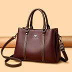 Women’s Structured Leather Tote Handbag – Fashion Shoulder Bag with Adjustable Strap & Multiple Compartments