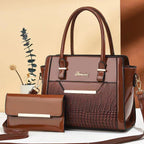 Women's Large Capacity PU Leather Handbag – Crocodile Pattern Shoulder & Crossbody Purse