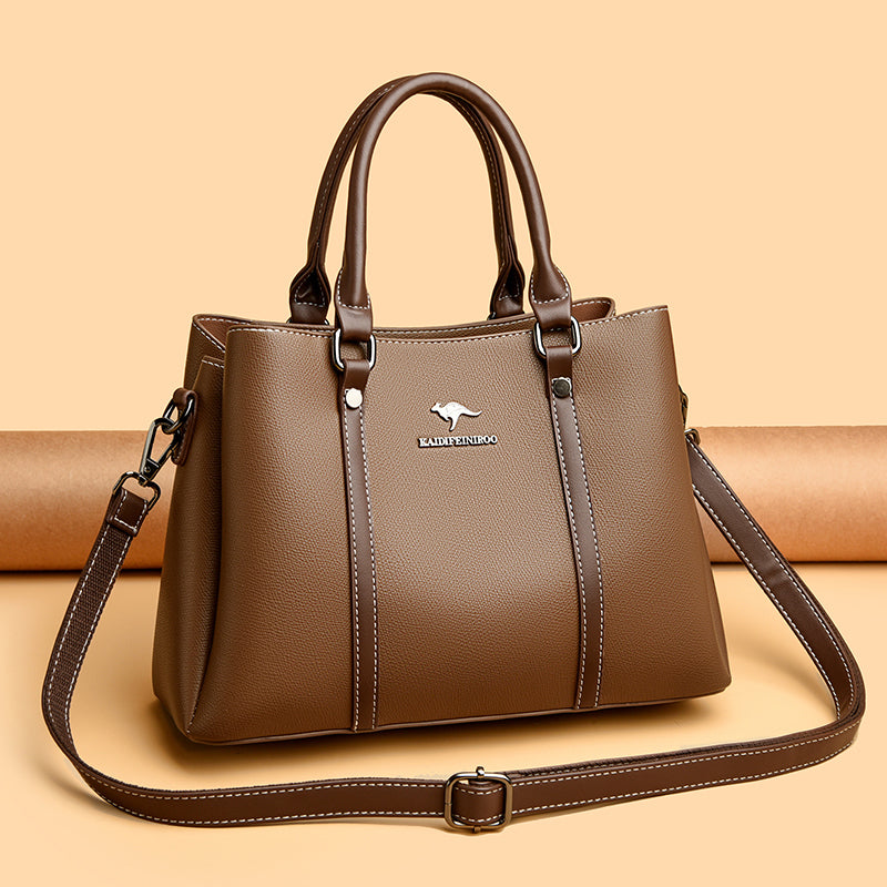 Women’s Structured Leather Tote Handbag – Fashion Shoulder Bag with Adjustable Strap & Multiple Compartments