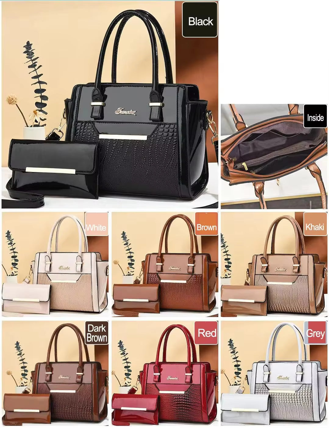 Women's Large Capacity PU Leather Handbag – Crocodile Pattern Shoulder & Crossbody Purse