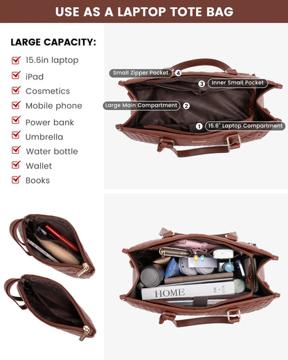 2pcs Ladies Shoulder Bags Lunch Box Daily School Business Waterproof Women Laptop Handbags With Insulated Cooler Bag