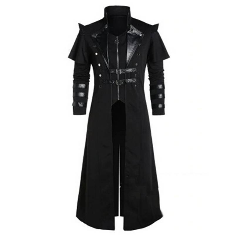 Men's Gothic Steampunk Hooded Jacket – Victorian Medieval Halloween Cosplay Costume