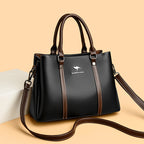 Women’s Structured Leather Tote Handbag – Fashion Shoulder Bag with Adjustable Strap & Multiple Compartments