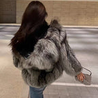 Women's Faux Fox Fur Hooded Winter Coat – Thick Warm Zipper Jacket