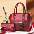 Women's Large Capacity PU Leather Handbag – Crocodile Pattern Shoulder & Crossbody Purse