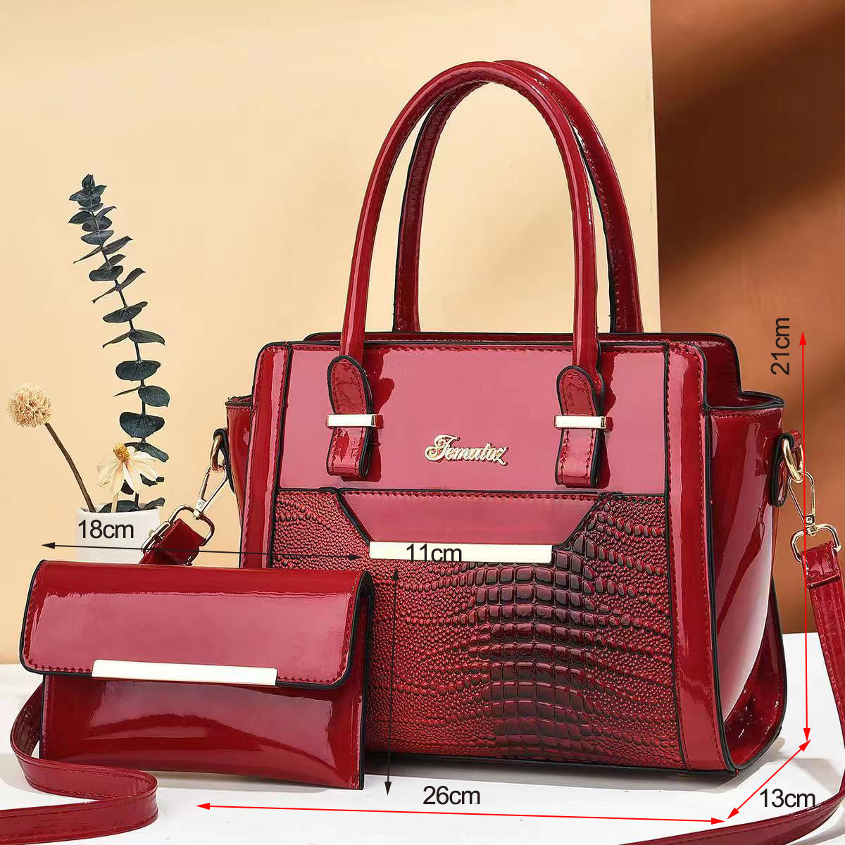 Women's Large Capacity PU Leather Handbag – Crocodile Pattern Shoulder & Crossbody Purse
