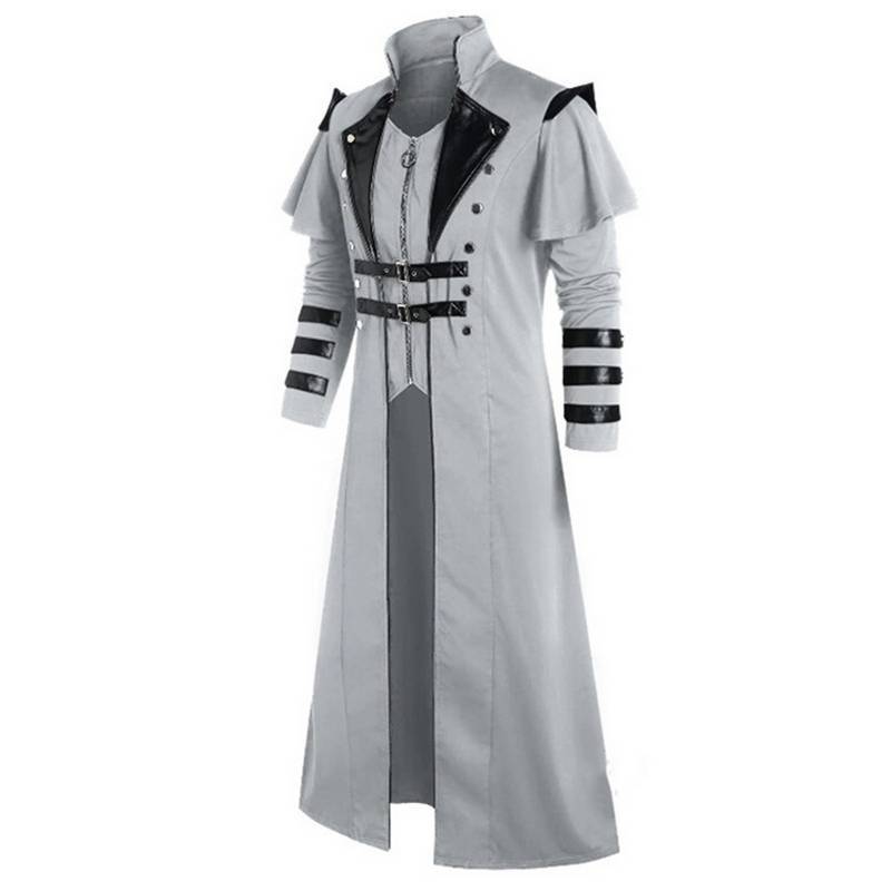 Men's Gothic Steampunk Hooded Jacket – Victorian Medieval Halloween Cosplay Costume