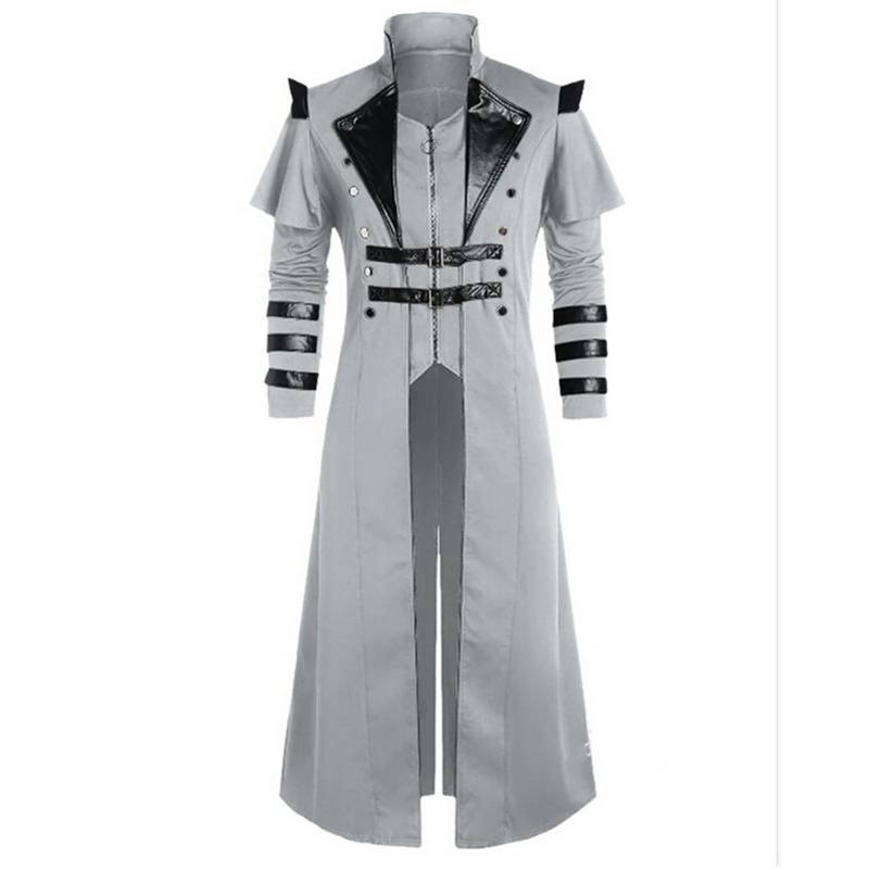Men's Gothic Steampunk Hooded Jacket – Victorian Medieval Halloween Cosplay Costume