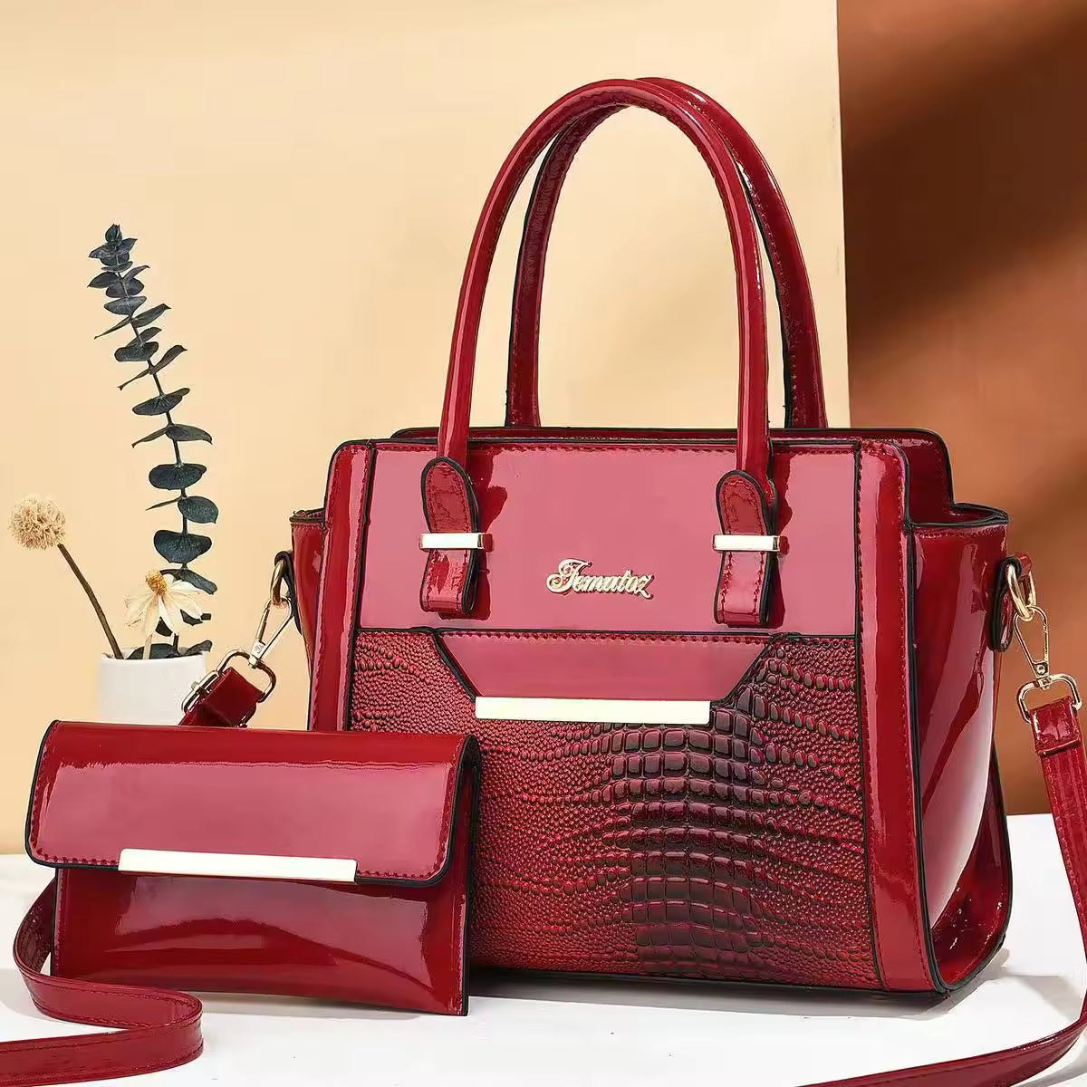 Women's Large Capacity PU Leather Handbag – Crocodile Pattern Shoulder & Crossbody Purse