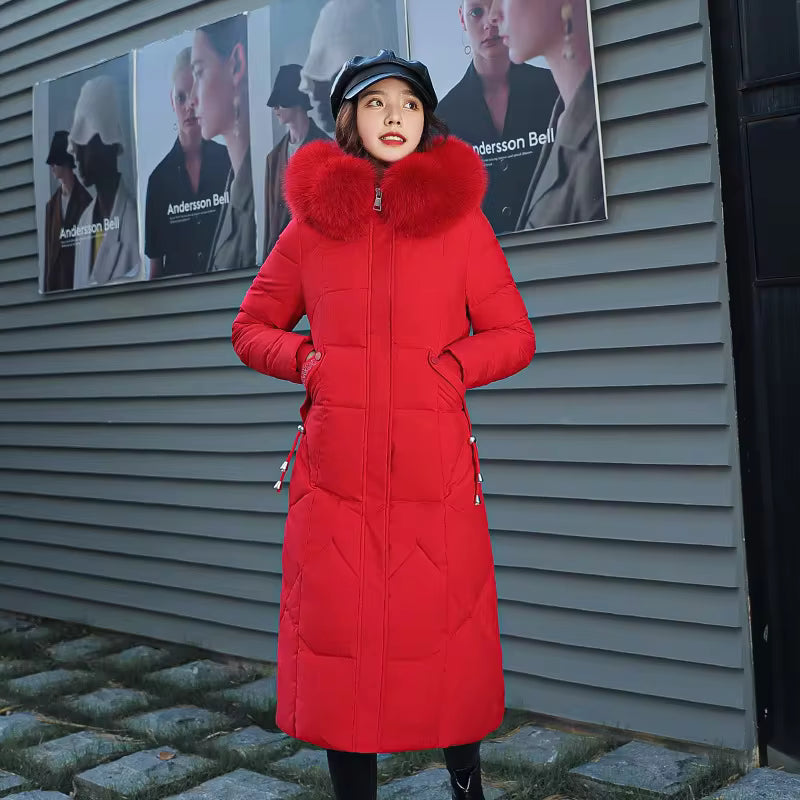 Women's Oversized Long Winter Parka – Hooded Quilted Windproof Jacket
