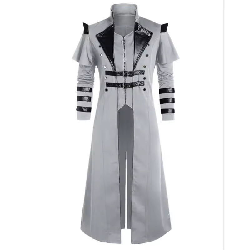 Men's Gothic Steampunk Hooded Jacket – Victorian Medieval Halloween Cosplay Costume