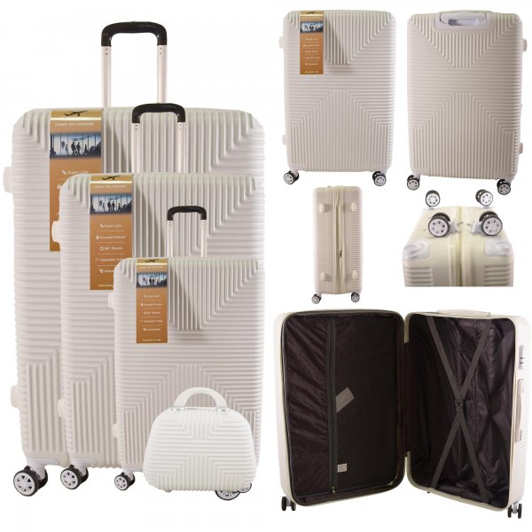 Set of 4 Hard Shell Trolley Suitcases – 4 Wheel 360° Spinner Lightweight Cabin & Travel Luggage Set
