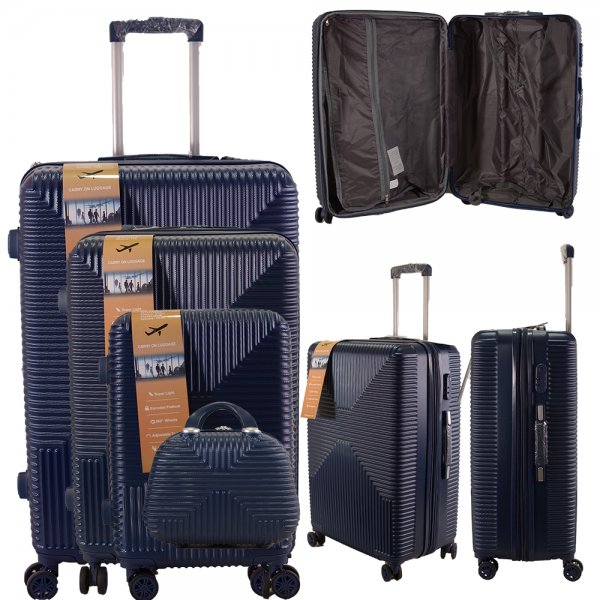 Set of 4 Hard Shell Trolley Suitcases – 4 Wheel 360° Spinner Lightweight Cabin & Travel Luggage Set