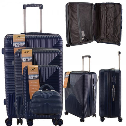Set of 4 Hard Shell Trolley Suitcases – 4 Wheel 360° Spinner Lightweight Cabin & Travel Luggage Set