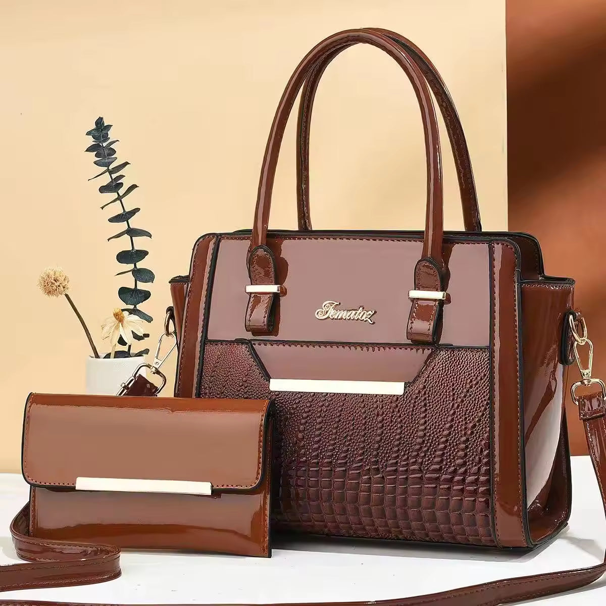 Women's Large Capacity PU Leather Handbag – Crocodile Pattern Shoulder & Crossbody Purse