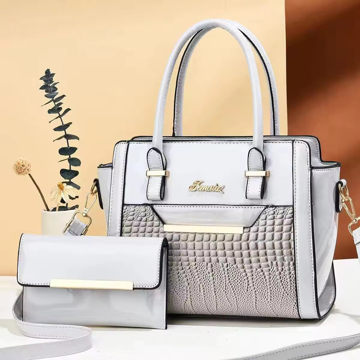 Women's Large Capacity PU Leather Handbag – Crocodile Pattern Shoulder & Crossbody Purse