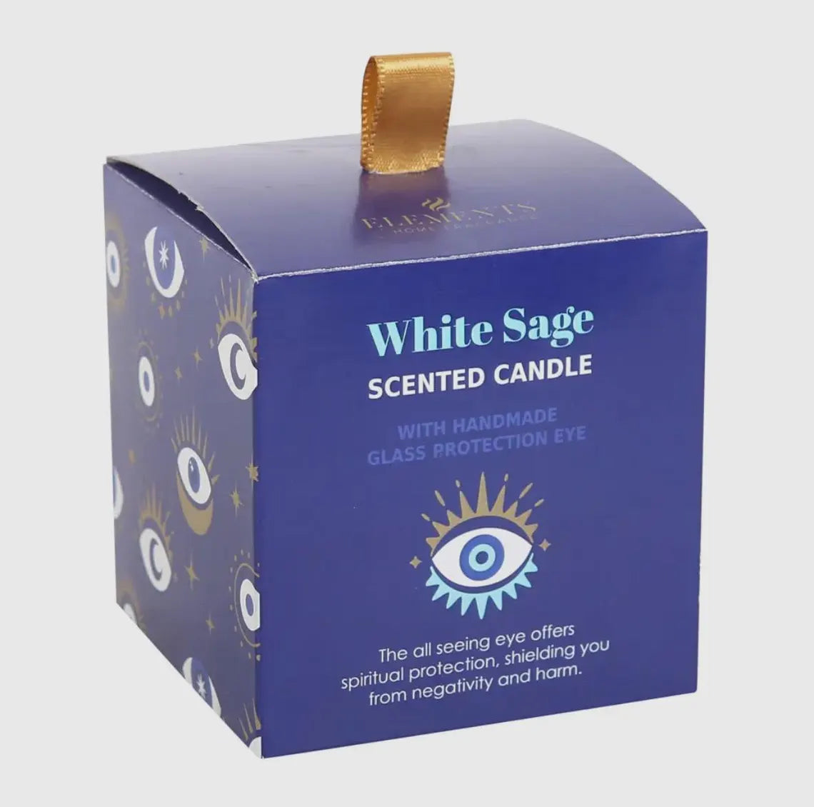 Evil Eye Scented Candle – White Sage Soy Wax Candle – Spiritual Protection Candle – Handmade Evil Eye Home Fragrance Gift – Crystal Inspired Wellness Candle