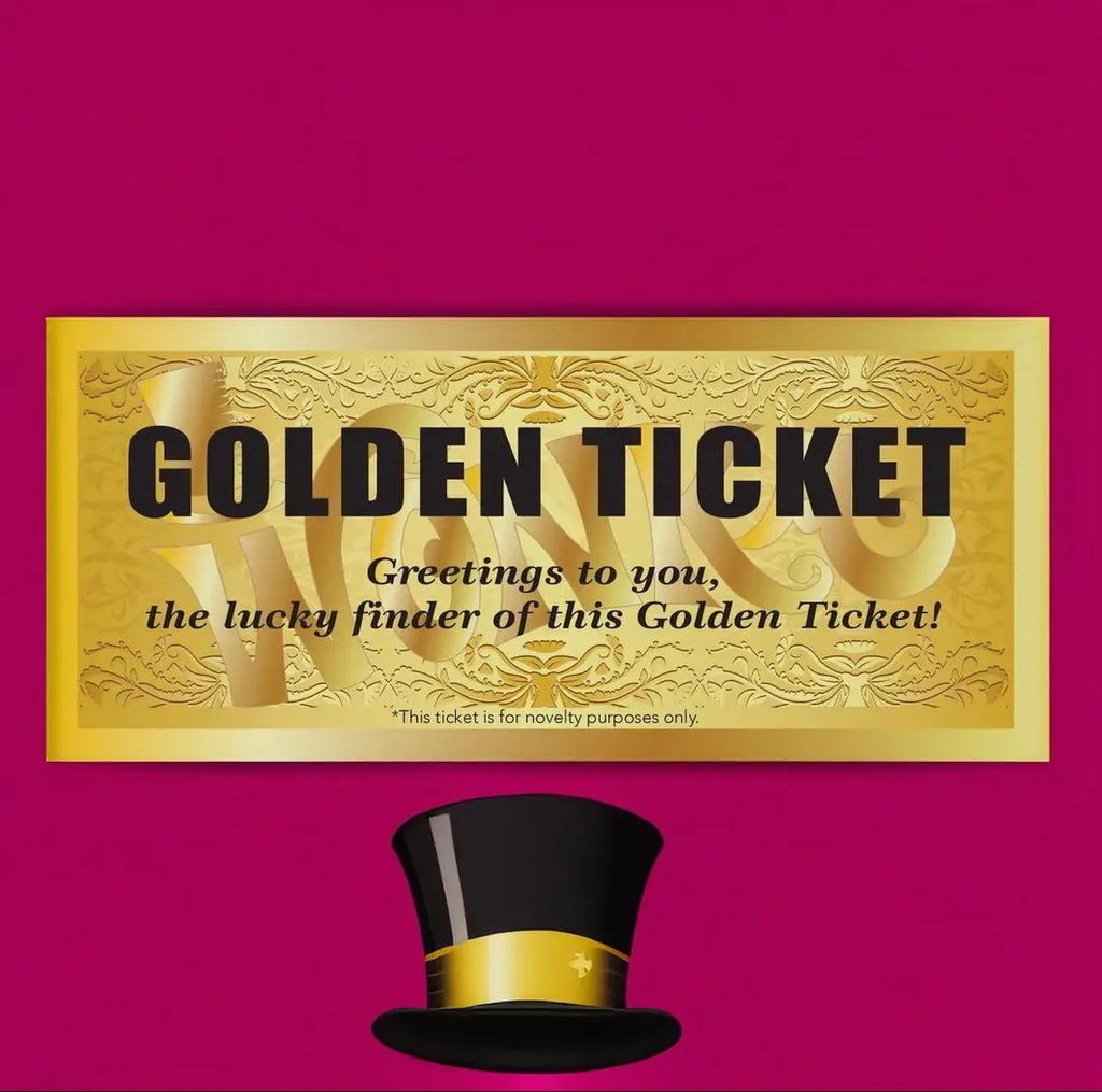 Willy Wonka Chocolate Bar with Golden Ticket – Handmade Belgian Milk Chocolate Gift – Novelty Chocolate Factory Inspired Treat – Unique Birthday & Party Gift (100g)