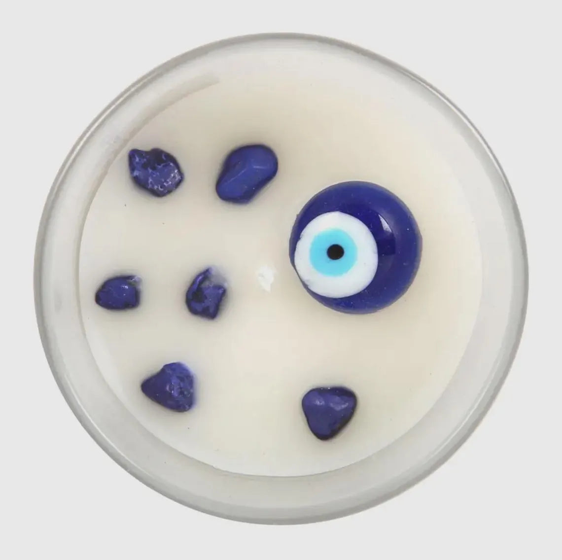 Evil Eye Scented Candle – White Sage Soy Wax Candle – Spiritual Protection Candle – Handmade Evil Eye Home Fragrance Gift – Crystal Inspired Wellness Candle