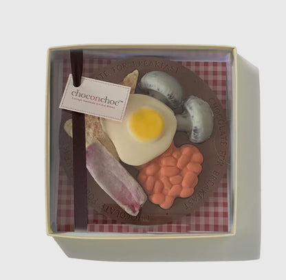 Chocolate All Day Breakfast Gift Box – Handmade Belgian Chocolate Fry-Up Breakfast – Novelty Chocolate Food Gift – Unique Birthday & Father's Day Present (350g)