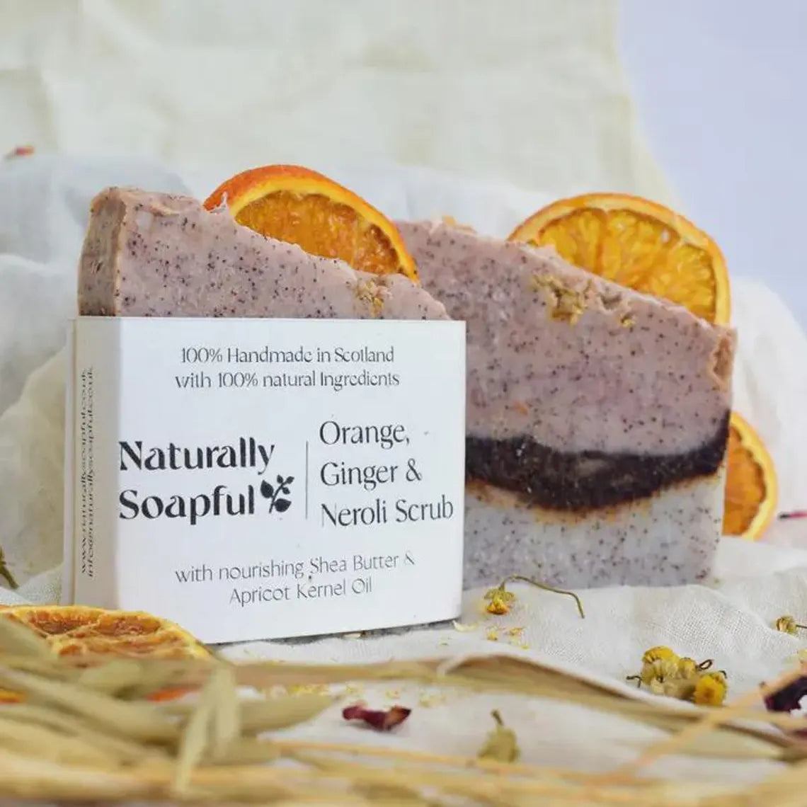 Orange, Ginger & Neroli Scrub Soap Bar – Handmade Exfoliating Natural Soap – Vegan Citrus Botanical Skincare Bar – Luxury Spa Bath & Body Gift