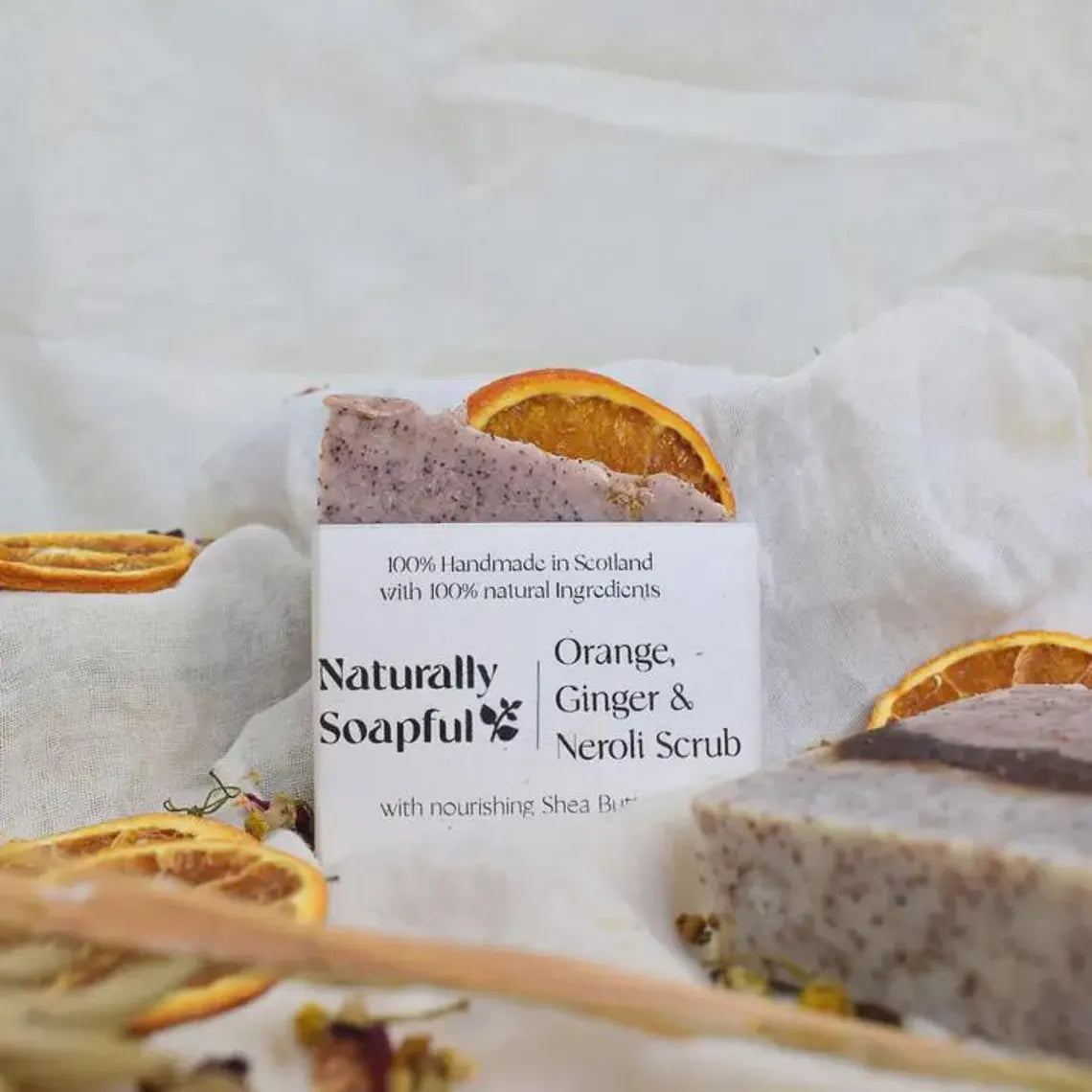 Orange, Ginger & Neroli Scrub Soap Bar – Handmade Exfoliating Natural Soap – Vegan Citrus Botanical Skincare Bar – Luxury Spa Bath & Body Gift