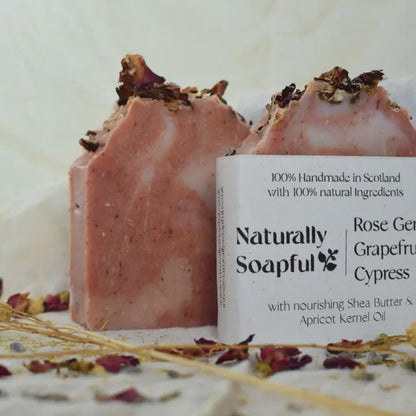 100% Natural Rose Geranium Soap Bar – Handmade Vegan Floral Soap – Moisturising Botanical Skincare Bar – Luxury Natural Soap Gift