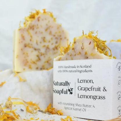 100% Natural Lemon, Grapefruit & Lemongrass Soap – Handmade Vegan Citrus Soap Bar – Moisturising Essential Oil Soap – Natural Skincare Gift