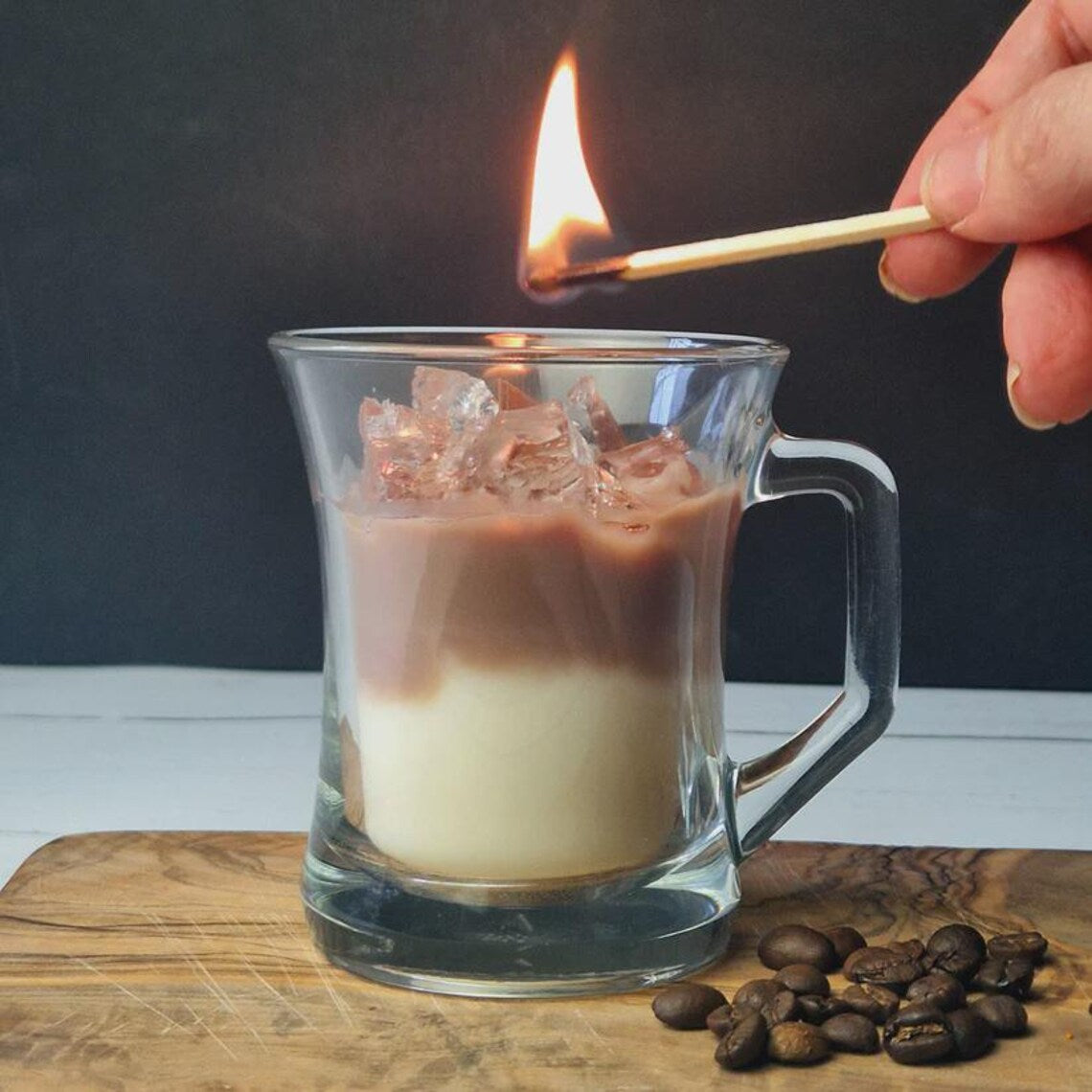 Iced Latte Coffee Scented Candle – Handmade Soy Wax Coffee Candle – Realistic Iced Coffee Dessert Candle – Luxury Home Fragrance Gift for Coffee Lovers