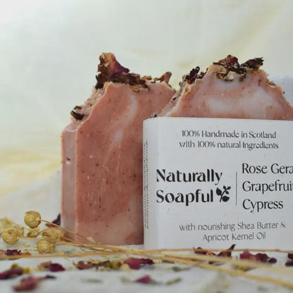 100% Natural Rose Geranium Soap Bar – Handmade Vegan Floral Soap – Moisturising Botanical Skincare Bar – Luxury Natural Soap Gift