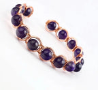 Copper Amethyst Crystal Bracelet – Handmade Healing Gemstone Bracelet – Adjustable Copper Wire Wrapped Jewellery – February Birthstone Gift for Her