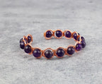 Copper Amethyst Crystal Bracelet – Handmade Healing Gemstone Bracelet – Adjustable Copper Wire Wrapped Jewellery – February Birthstone Gift for Her