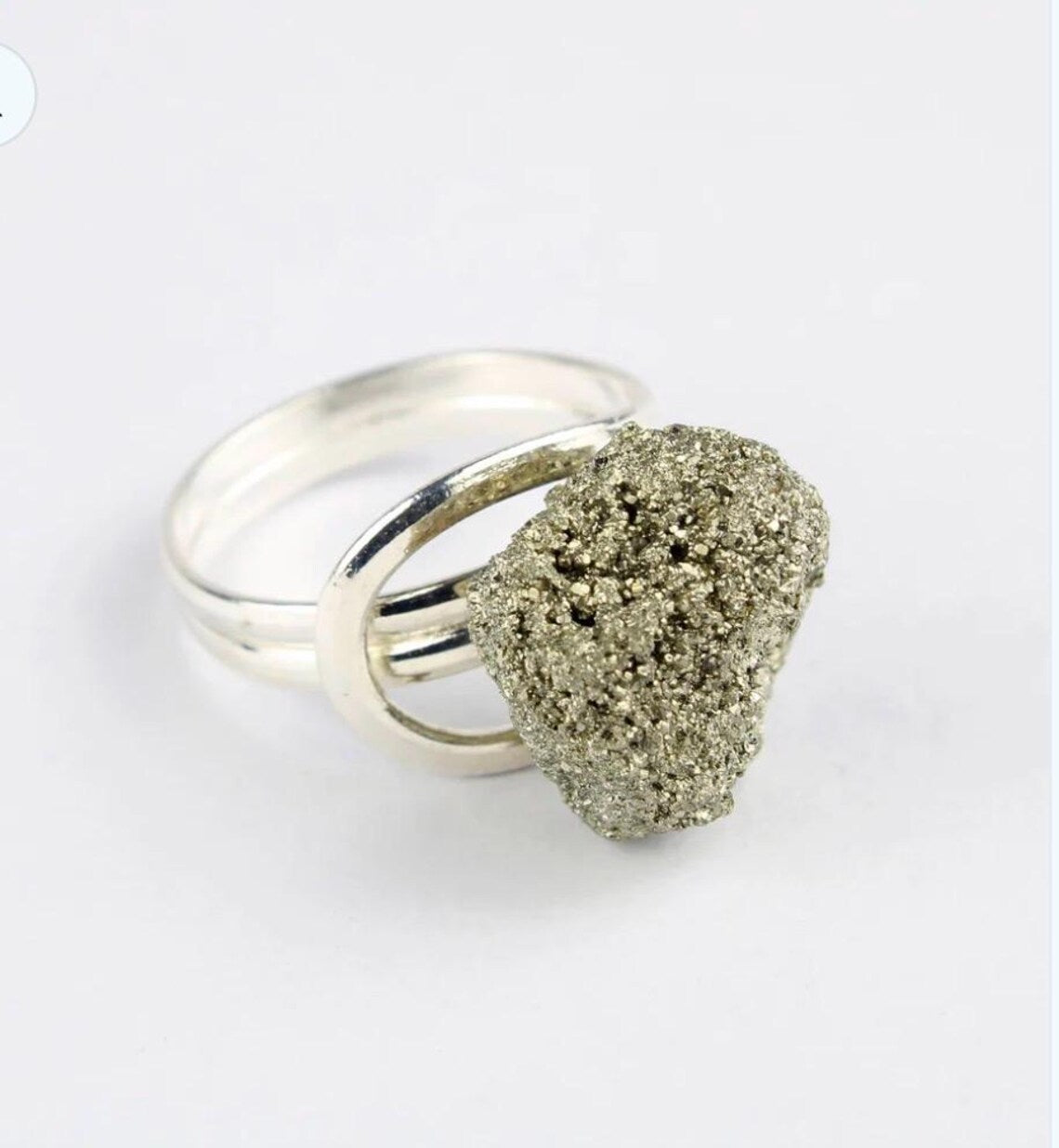 Pyrite Cluster Adjustable Ring – Natural Pyrite Crystal Statement Ring – Adjustable Gemstone Ring – Healing Crystal Jewelry Gift for Women