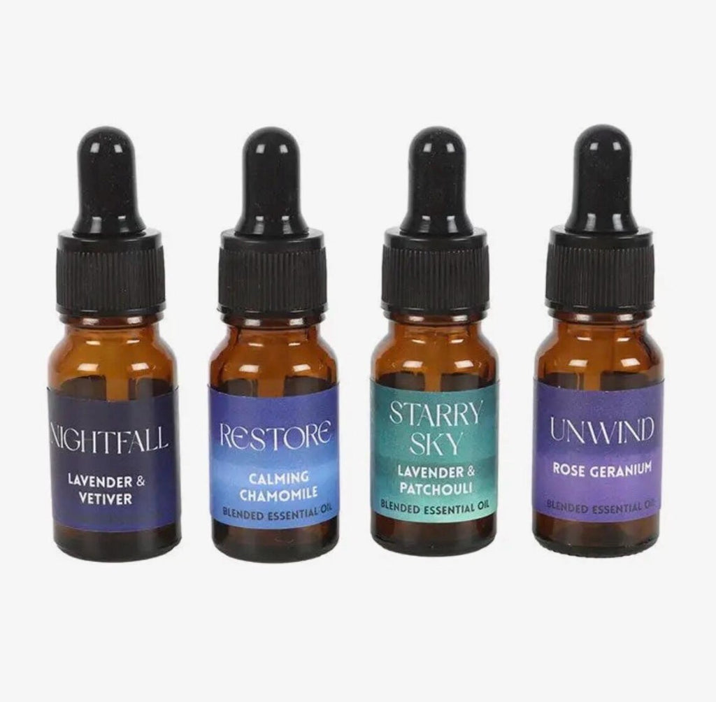 The Sleep Collection Blended Essential Oil Gift Set – 4 x 10ml Aromatherapy Sleep Oils – Lavender, Chamomile & Relaxation Blends – Wellness & Self-Care Gift Set