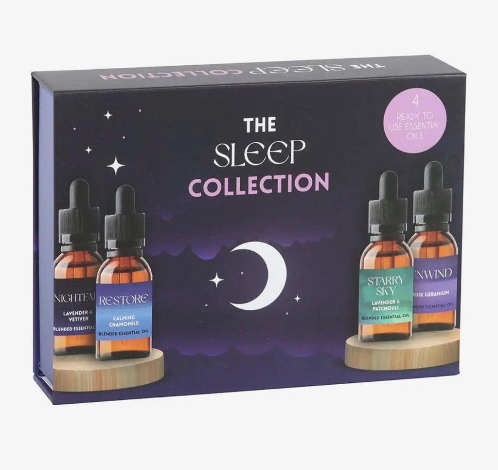 The Sleep Collection Blended Essential Oil Gift Set – 4 x 10ml Aromatherapy Sleep Oils – Lavender, Chamomile & Relaxation Blends – Wellness & Self-Care Gift Set