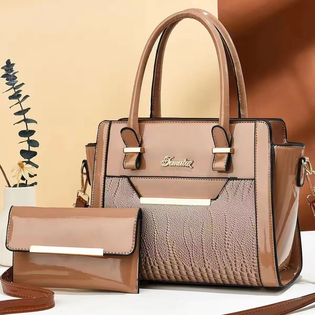 Women's Large Capacity PU Leather Handbag – Crocodile Pattern Shoulder & Crossbody Purse