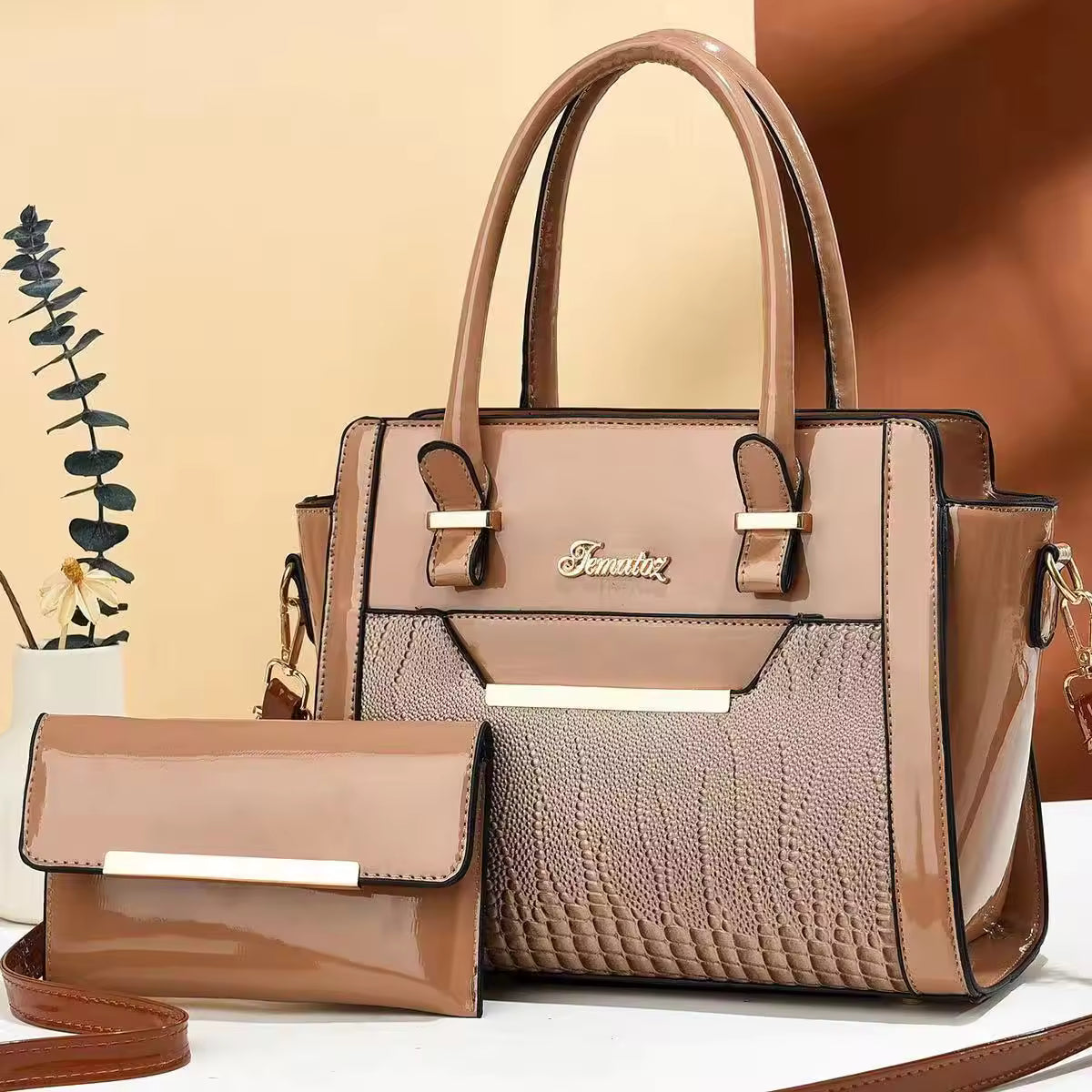 Women's Large Capacity PU Leather Handbag – Crocodile Pattern Shoulder & Crossbody Purse