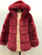 Women’s Thick Warm Fluffy Hooded Faux Fur Coat – Long Sleeve Winter Jacket Outerwear