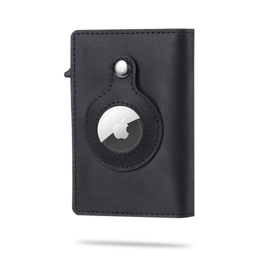 AirTag Wallet for Men – Genuine Leather RFID Blocking Slim Credit Card Holder with Built-in AirTag Pocket – Minimalist Front Pocket Wallet